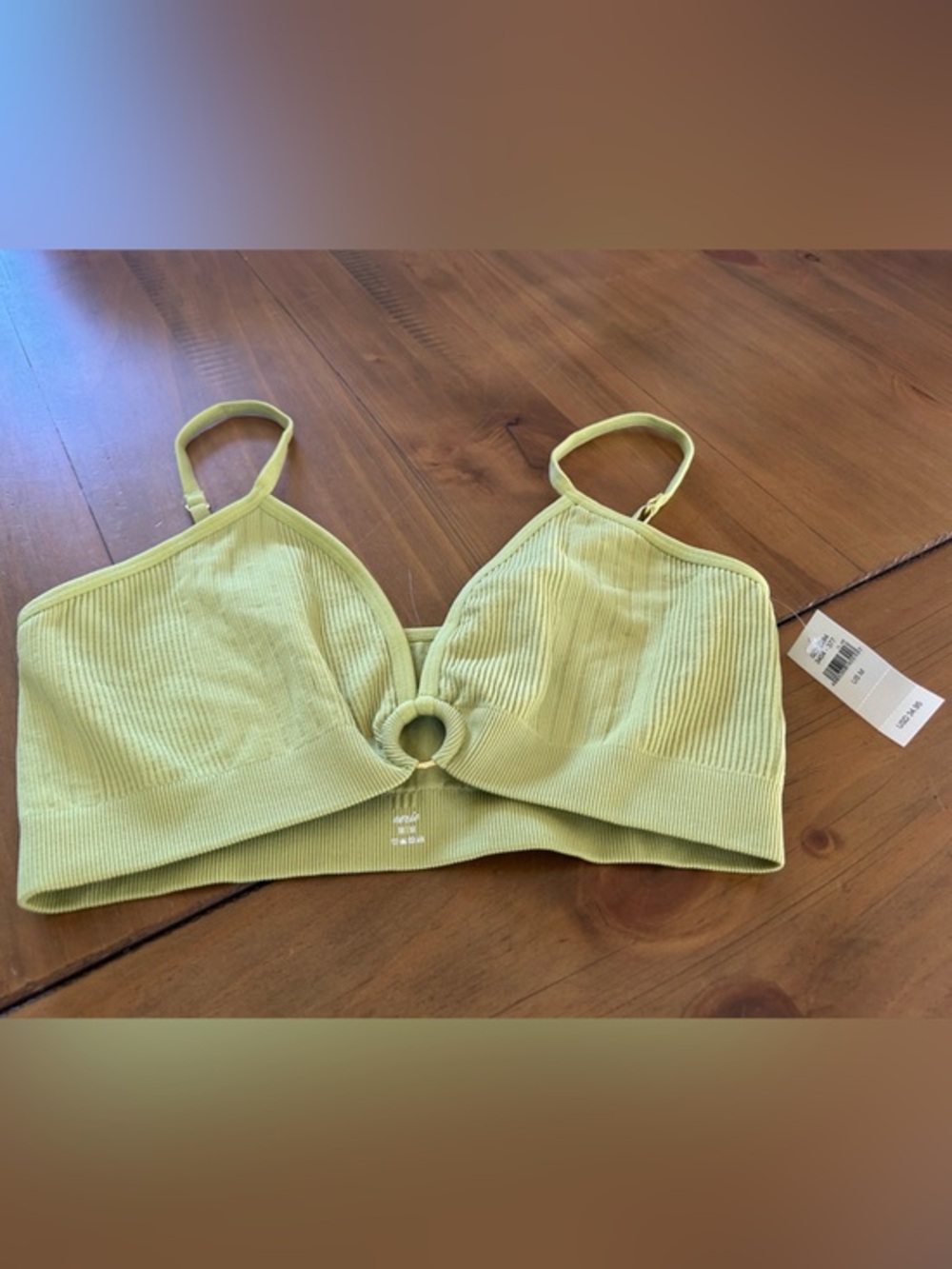 NWT Aerie Light Green Ribbed Ring Bralette